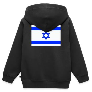 Drapeau d’Israël Drapeau Armoiries Etoile de David Jerusalen - Sweat Premium à capuche zippé enfant bio - noir - Dos - AI Model Kid Male (0cm)