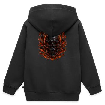 Flammender Totenkopf - Kinder Premium Organic Zip Hoodie - Schwarz - Hinten - AI Model Kid Male (0cm)