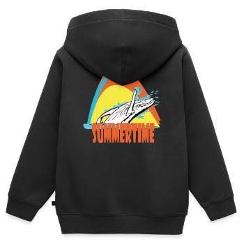 Baleine à bosse - Sweat Premium à capuche zippé enfant bio - noir - Dos - AI Model Kid Male (0cm)