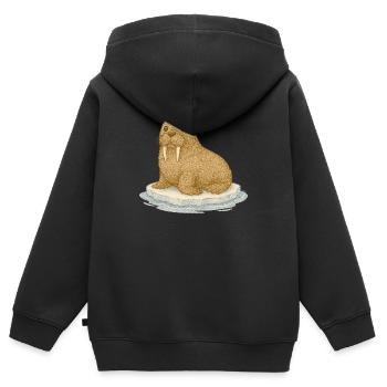 Nordische Arktis - Walross - Kinder Premium Organic Zip Hoodie - Schwarz - Hinten - AI Model Kid Male (0cm)