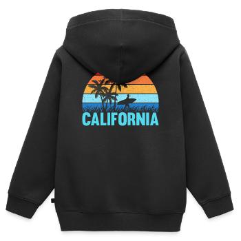 California - Kinder Premium Organic Zip Hoodie - Schwarz - Hinten - AI Model Kid Male (0cm)
