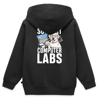 Support computer labs - Kinder Premium Organic Zip Hoodie - Schwarz - Hinten - AI Model Kid Male (0cm)
