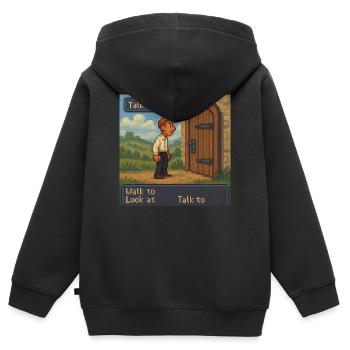 Parlez à la porte - Pixel Art Gaming - Sweat Premium à capuche zippé enfant bio - noir - Dos - AI Model Kid Male (0cm)