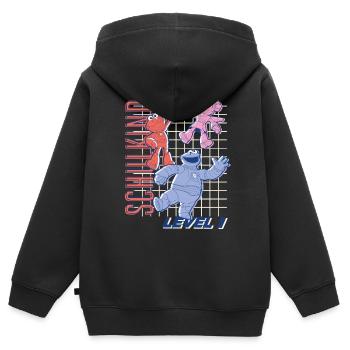 Mecha Builders Team Schulkind Level 1 - Kinder Premium Organic Zip Hoodie - Schwarz - Hinten - AI Model Kid Male (0cm)
