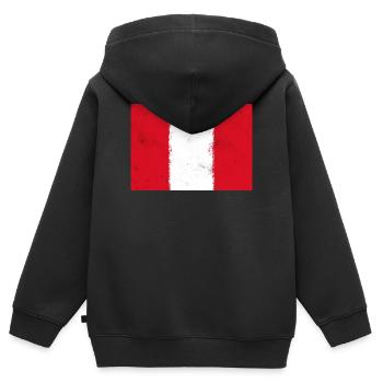 Drapeau du Pérou - Sweat Premium à capuche zippé enfant bio - noir - Dos - AI Model Kid Male (0cm)