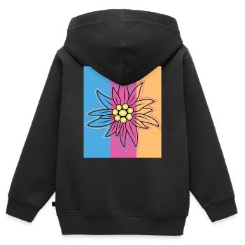 Edelweiß. - Kinder Premium Organic Zip Hoodie - Schwarz - Hinten - AI Model Kid Male (0cm)