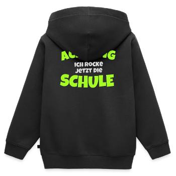 Achtung Schule Rockt Neon - Kinder Premium Organic Zip Hoodie - Schwarz - Hinten - AI Model Kid Male (0cm)