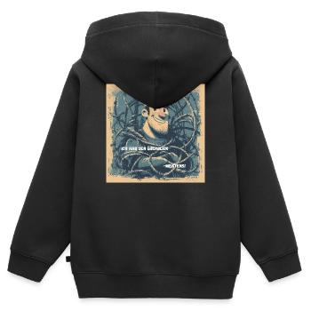 Morgens unter Hochspannung - Kinder Premium Organic Zip Hoodie - Schwarz - Hinten - AI Model Kid Male (0cm)