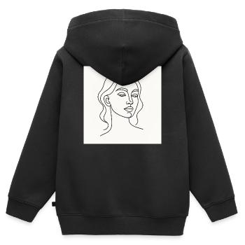 Die gezeichnete Lady - Kinder Premium Organic Zip Hoodie - Schwarz - Hinten - AI Model Kid Male (0cm)
