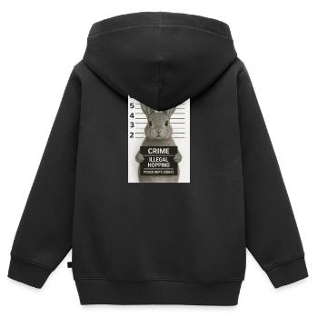 Lapin criminel - Sweat Premium à capuche zippé enfant bio - noir - Dos - AI Model Kid Male (0cm)