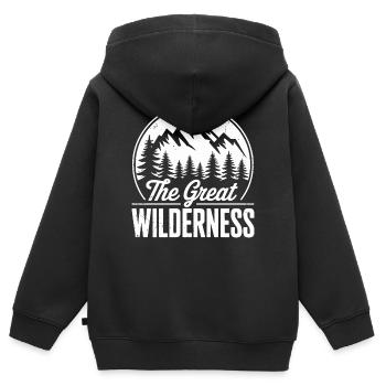Die große Wildnis - Berge & Bäume - Kinder Premium Organic Zip Hoodie - Schwarz - Hinten - AI Model Kid Male (0cm)