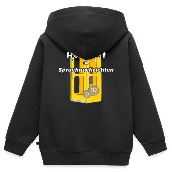 Point d’accès pour les messages vocaux, cabine téléphonique jaune - Sweat Premium à capuche zippé enfant bio - noir - Dos - AI Model Kid Male (0cm)