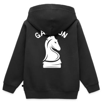 game on Schach Knight - Schachspieler und Vereine - Kinder Premium Organic Zip Hoodie - Schwarz - Hinten - AI Model Kid Male (0cm)
