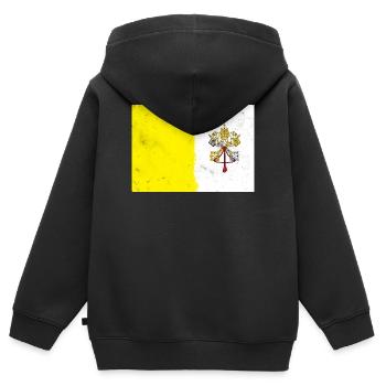 Drapeau du Vatican - Sweat Premium à capuche zippé enfant bio - noir - Dos - AI Model Kid Male (0cm)