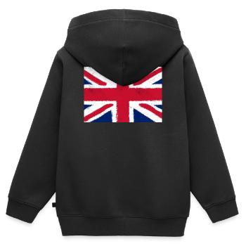 Flagge des Vereinigten Königreichs - Kinder Premium Organic Zip Hoodie - Schwarz - Hinten - AI Model Kid Male (0cm)