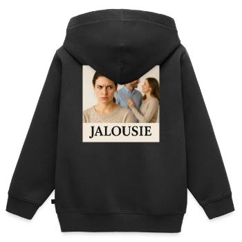Jalousie - Kinder Premium Organic Zip Hoodie - Schwarz - Hinten - AI Model Kid Male (0cm)