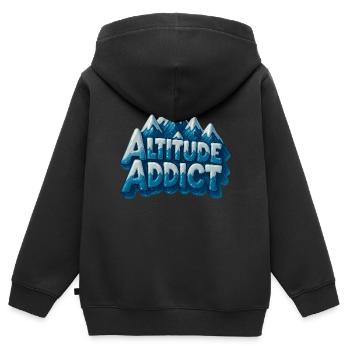 Accro de l’altitude - Sweat Premium à capuche zippé enfant bio - noir - Dos - AI Model Kid Male (0cm)