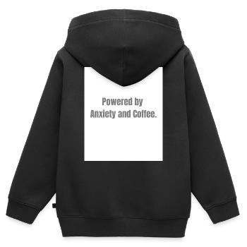 Angst + Kaffee – Überlebens-Kombination - Kinder Premium Organic Zip Hoodie - Schwarz - Hinten - AI Model Kid Male (0cm)