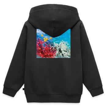 Lebendige Korallenriff-Unterwasserwelt - Kinder Premium Organic Zip Hoodie - Schwarz - Hinten - AI Model Kid Male (0cm)