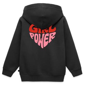 Feminist Girl Power Herz Design - Kinder Premium Organic Zip Hoodie - Schwarz - Hinten - AI Model Kid Male (0cm)