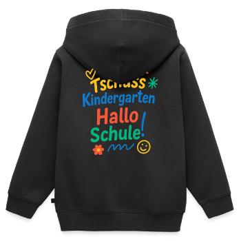 Tschüss Kindergarten Hallo Schule | Einschulung - Kinder Premium Organic Zip Hoodie - Schwarz - Hinten - AI Model Kid Male (0cm)
