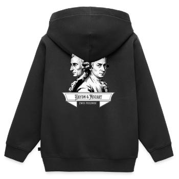 Haydn und Mozart - Zwei Freunde Klassische Musik - Kinder Premium Organic Zip Hoodie - Schwarz - Hinten - AI Model Kid Male (0cm)