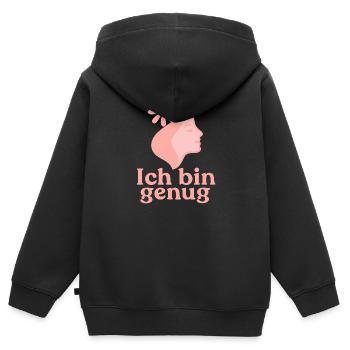 Prendre soin de soi - Sweat Premium à capuche zippé enfant bio - noir - Dos - AI Model Kid Male (0cm)