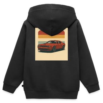 Roter Muscle Car Retro Design - Kinder Premium Organic Zip Hoodie - Schwarz - Hinten - AI Model Kid Male (0cm)