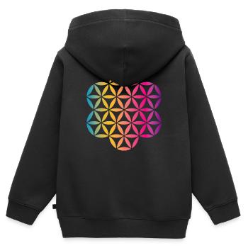 Yoga Flower of Life Lebensblume Mandala farbenfroh - Kinder Premium Organic Zip Hoodie - Schwarz - Hinten - AI Model Kid Male (0cm)