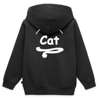 Katzen schwanz mit Spruch"Cat" Minimalstil - Kinder Premium Organic Zip Hoodie - Schwarz - Hinten - AI Model Kid Male (0cm)
