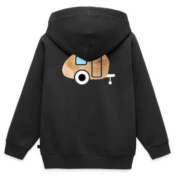 Caravan Caravan Wood Grain Nature Camping Fan - Kids Premium Organic Zip-up Hoodie - black - Back - AI Model Kid Male (0cm)