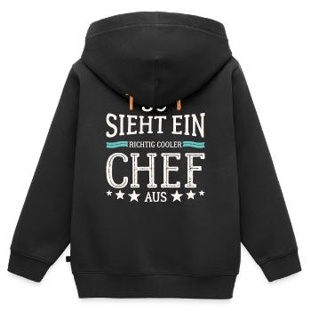 So sieht ein richtig cooler Chef aus - Kinder Premium Organic Zip Hoodie - Schwarz - Hinten - AI Model Kid Male (0cm)