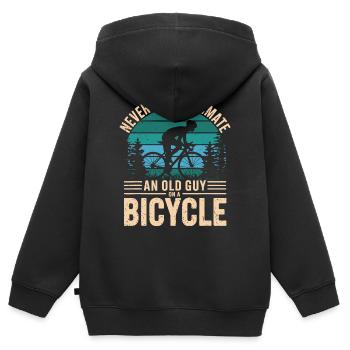 Hommage au cyclisme d’époque pour les amateurs de vélo - Sweat Premium à capuche zippé enfant bio - noir - Dos - AI Model Kid Male (0cm)
