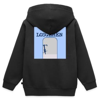 FAHRRAD TOR RADFAHREN - Kinder Premium Organic Zip Hoodie - Schwarz - Hinten - AI Model Kid Male (0cm)