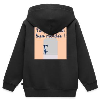 Vélo Cyclisme Pause - Sweat Premium à capuche zippé enfant bio - noir - Dos - AI Model Kid Male (0cm)