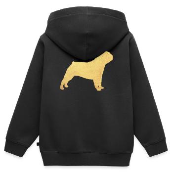 Mops Gold Hund Tierliebe deluxe Gassi Wauwau Wuff - Kinder Premium Organic Zip Hoodie - Schwarz - Hinten - AI Model Kid Male (0cm)