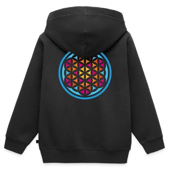 Lebensblume Mandala Yoga Indien Meditation Spirit - Kinder Premium Organic Zip Hoodie - Schwarz - Hinten - AI Model Kid Male (0cm)