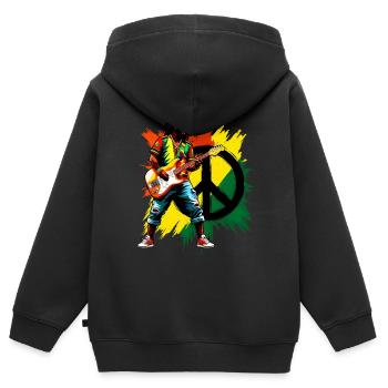 Reggae-Musik und Frieden - Kinder Premium Organic Zip Hoodie - Schwarz - Hinten - AI Model Kid Male (0cm)