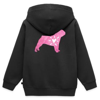 Mops Herz Liebe Fell Hund Wauwau rosa Tierliebe - Kinder Premium Organic Zip Hoodie - Schwarz - Hinten - AI Model Kid Male (0cm)