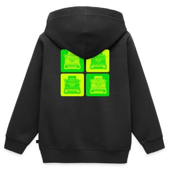 Conception de machine à écrire - Sweat Premium à capuche zippé enfant bio - noir - Dos - AI Model Kid Male (0cm)
