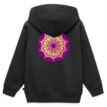 Yoga Ornament Blüte Sonne Mandala Kreis Gold om - Kinder Premium Organic Zip Hoodie - Schwarz - Hinten - AI Model Kid Male (0cm)
