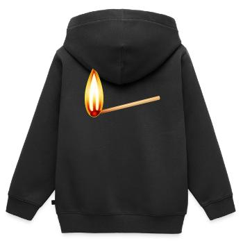 Brennendes Streichholz mit großer warmer Flamme - Kinder Premium Organic Zip Hoodie - Schwarz - Hinten - AI Model Kid Male (0cm)