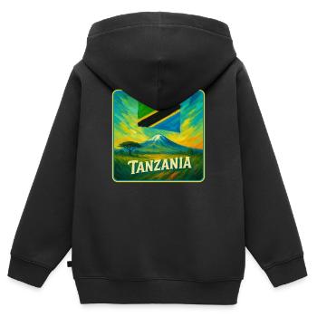 Tansania Flaggen Design - Kinder Premium Organic Zip Hoodie - Schwarz - Hinten - AI Model Kid Male (0cm)