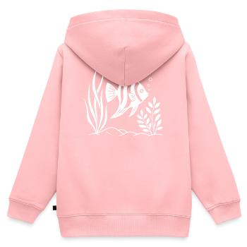 Schwarz-Weißes tropisches Fisch-Design - Kinder Premium Organic Zip Hoodie - Rosa - Hinten - AI Model Kid Female (0cm)