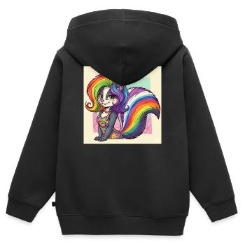 Regenbogenskunk im Kleid - Kinder Premium Organic Zip Hoodie - Schwarz - Hinten - AI Model Kid Male (0cm)