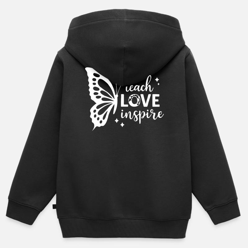 Papillon avec des mots inspirants Design - Sweat Premium à capuche zippé enfant bio - noir