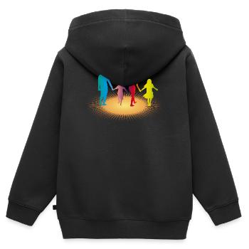 Bunte Familie im Sonnenlicht - Kinder Premium Organic Zip Hoodie - Schwarz - Hinten - AI Model Kid Male (0cm)