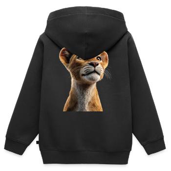 Lionne Lionne Maman Lionne Lionnes Maman Lions sauvages - Sweat Premium à capuche zippé enfant bio - noir - Dos - AI Model Kid Male (0cm)