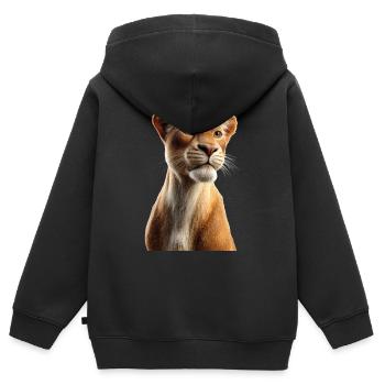 Lionne Lionne Maman Lionne Lionnes Maman Lions sauvages - Sweat Premium à capuche zippé enfant bio - noir - Dos - AI Model Kid Male (0cm)