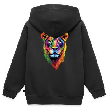Lionne Lionne Maman Lionne Lionnes Maman Lions sauvages - Sweat Premium à capuche zippé enfant bio - noir - Dos - AI Model Kid Male (0cm)